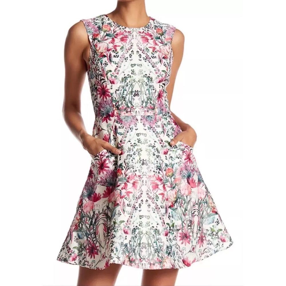 Ted Baker London Gaea floral bouquet fit & flare sleeveless dress